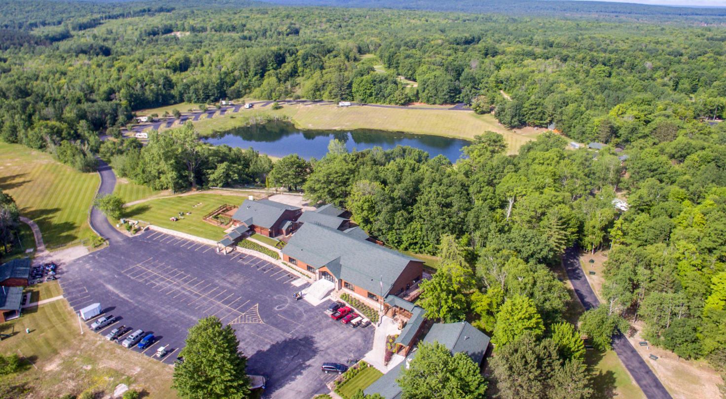 This is an aerial view of  Beaver Creek Resort in Gaylord,  Michigan